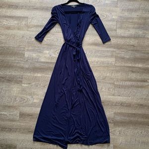 Lulu’s Garden District Navy Blue Wrap Maxi Dress